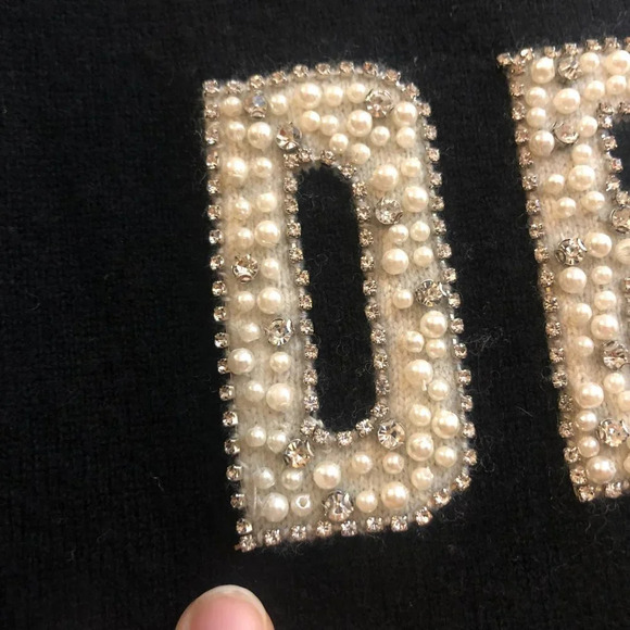 NEW Sandro Paris Dream Pearl Wool Cashmere Blend Tight Knit Black Sweater S NWT - Picture 5 of 8